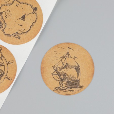 Stick Paper "Sea. Ship" Craft D = 3.8 cm 252 pcs in roll-1