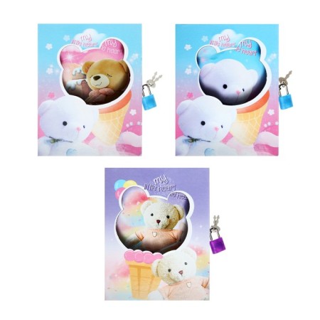 Notebook in a gift box, on a lock, A6, 50 sheets, line "Bear", mix