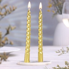 Set of candles of twisted, 1.5x 15 cm, 2 pieces, gold metallic