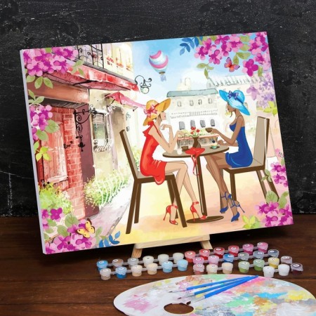 Picture on numbers on a canvas with a subframe of "girlfriends", 40 x 50 cm-1
