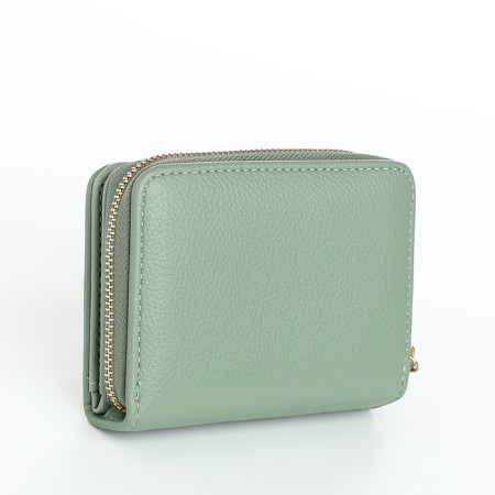 Women's wallet on the button, green color-1