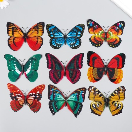 Magnet Plastic "Butterfly Double Wings" under textile shine mix 8.5x12 cm-1