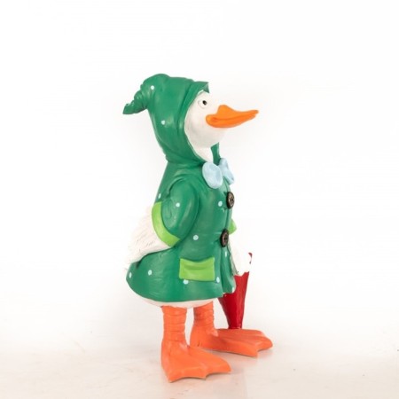Garden figure "Duckling with an umbrella on the side" Green, 33x38x60cm-2