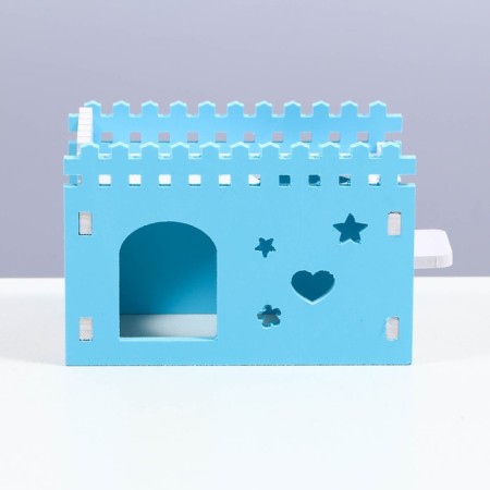 House for rodents with a hole for a drinker, 14 x 8 x 9 cm, blue-1