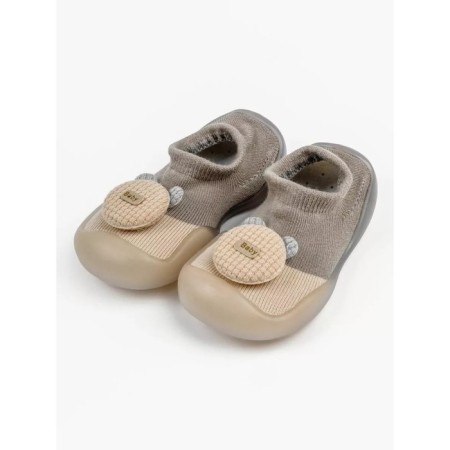 Boots-knees children's first step pure toys with a breathing sole, size 24, beige color-1