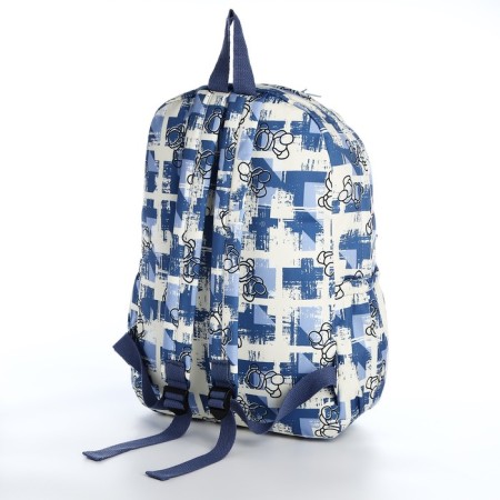 School backpack from textiles on lightning, 3 pockets, blue color-3