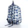 School backpack from textiles on lightning, 3 pockets, blue color