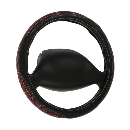Braid on the steering wheel Nova Bright eco -leather, black, burgundy inserts, m