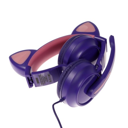 Headphones Quumo Game Cat Purple, Game, microphone, USB+3.5 mm, 2m, purple-7