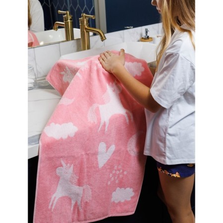 Terry towel unicorn, size 50x90 cm, pink color-10