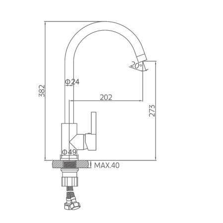 ACCOONA A4490F-3 kitchen mixer, single-leaf, high spout, brass, black-5