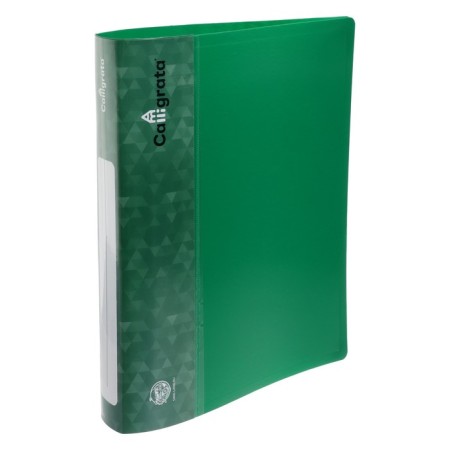 Folder on 4 rings A4 Calligrata, 40 mm, 700 μm, plastic, inner pocket, pocket for a spine, green-1
