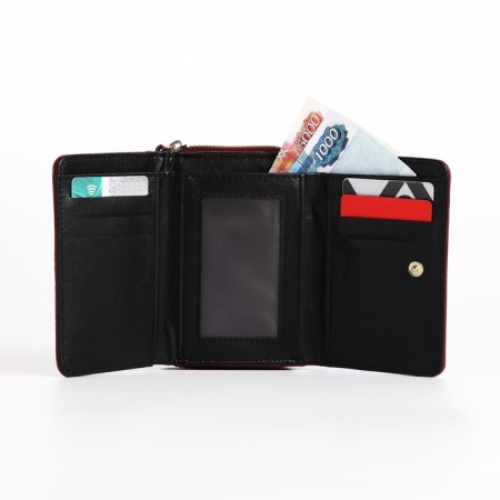 Women's wallet on the button, burgundy color-4