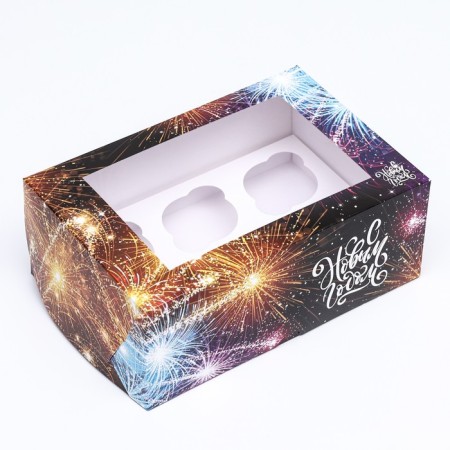 Packaging for 6 cupcakes with the New Year window, 25 x 17 x 10 cm-2
