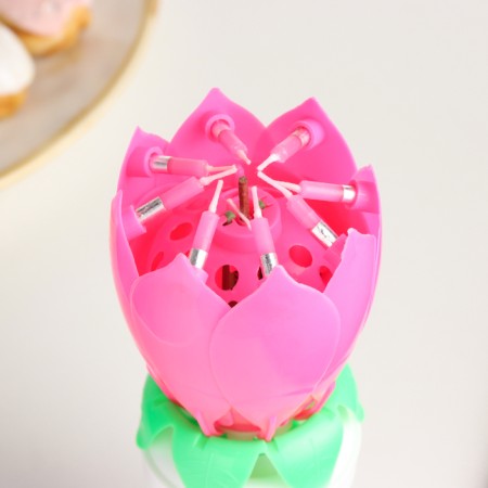 Candle for the cake musical "Bud", spinning, pink, 14.5 cm-5
