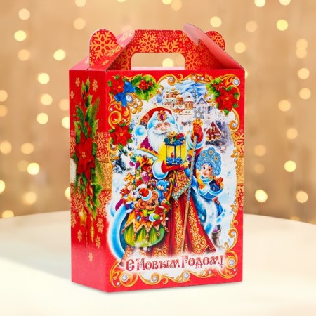 Gift box New Year's fair red 18.5 x 10 x 30.5 cm
