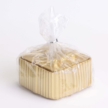 Candle "Square" in a candlestick with narrow faces of gypsum, 7.5x3.5cm, gold-6