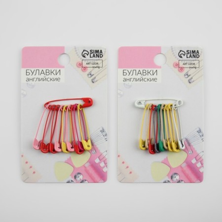 English pins, 27 mm, 10 pcs, colorful color-2