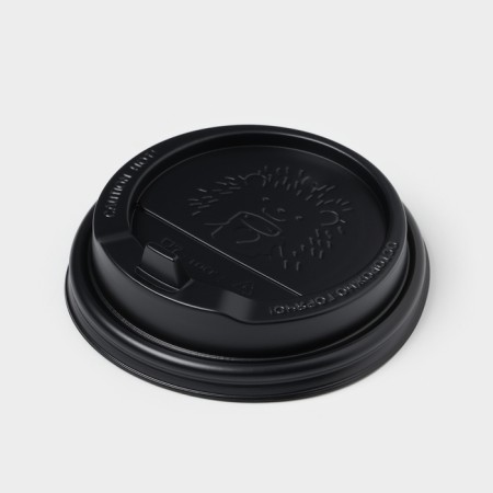 Plastic disposable lid for a glass black, with a valve, d = 9 cm-2
