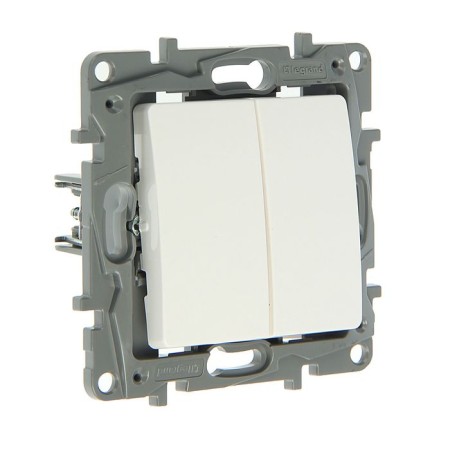 Switch Legrand Etika 672202, 10 A, 2 keys, hidden, white