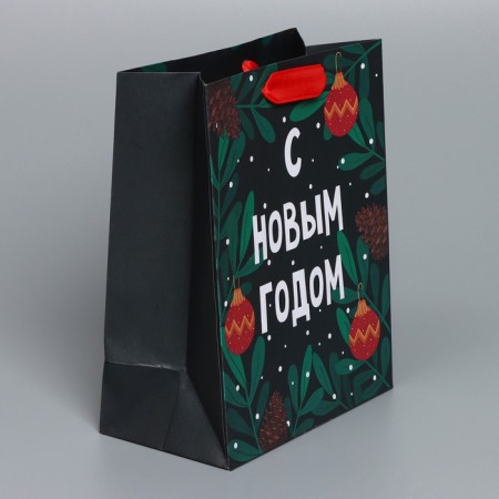 Craft vertical package "Green", MS 18 x 23 x 10 cm, New Year-1