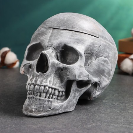 Casket for trifles "Skull" Gray stone, 16x15x22cm-2