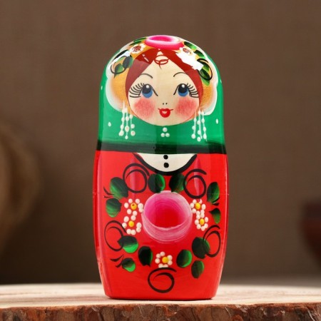 Nesting doll "green scarf with sundress" 18cm, 5 puppet, manual painting-2