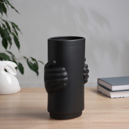 VAZA Ceramics Table "Pietro" Hands, 24x1 cm, black-1