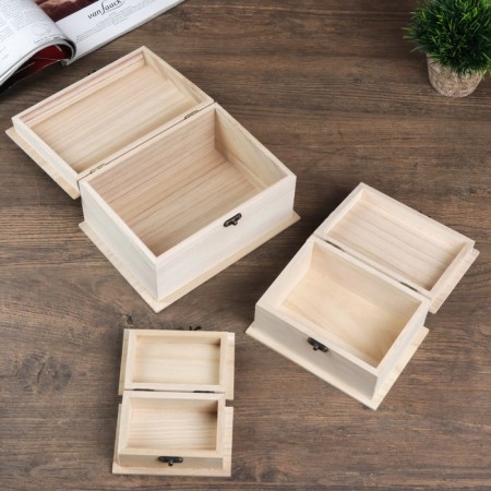 Casket wood for painting rectangle side (set 3 pcs) 20.5x10x15 cm-1