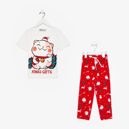 Pajama New Year's nursery KAFTAN "New Year's cat", size 34 (122-128 cm)-5