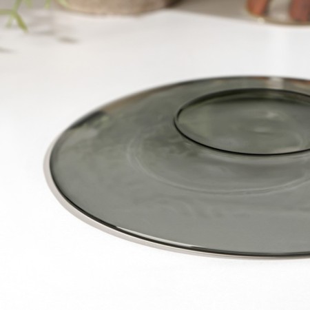 Desser plate Basilico. Lava Grey, D = 17 cm, gray color-3