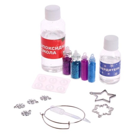 Set for experiments "Bracelet with charm from epoxy resin", snowflake-1