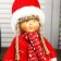 Interior doll "Valya girl in a red outfit, in a hat with a bomb" 38x12x17 cm