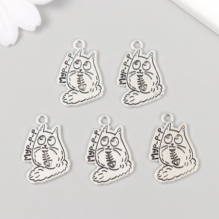 Decor Metal for creativity "Kitten with a skeleton of fish-MUR-Rr" 1.8x2.5 cm-2