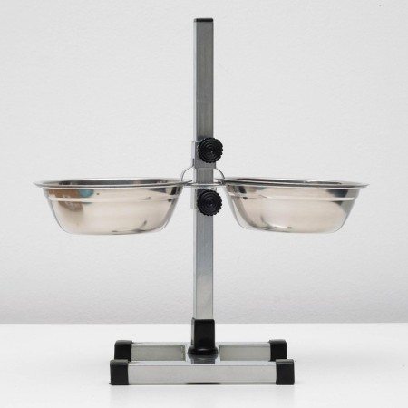A stand with bowls, 2 x 1.5 l, height 50 cm, collapsible with an upper latch, chrome-6