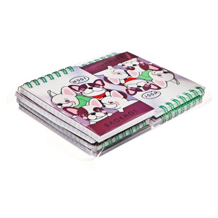 Set of notebooks A7, 40 sheets in the cage on the crest "cuties", cover coated cardboard, offset block, 8 pieces-6