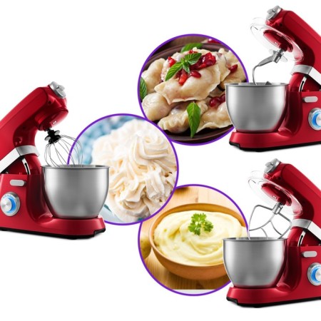 Mixer KitFort KT-1348-1, planetary, 1000 W, 5 l, 6 speeds, red-1