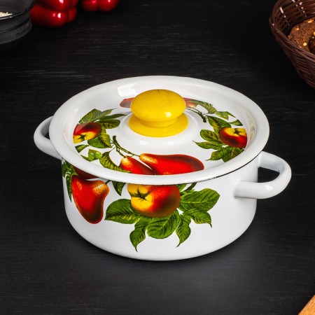 Pan, 2 l, metal cover, plastic handle, induction, mixture mix, white color-5