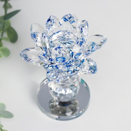 Souvenir glass "Lotus on the pedestal" rotates, blue 10.5x8.5x8.5 cm-1
