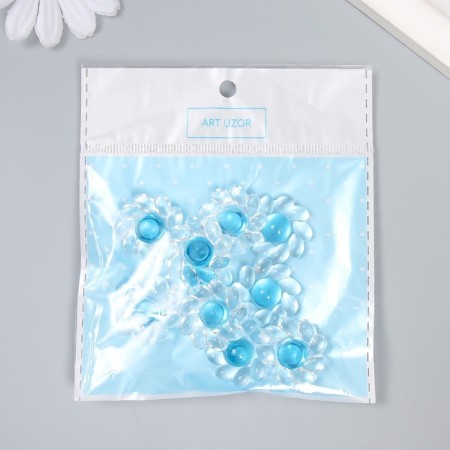 Decor for creativity plastic "Flower with a colored middle" transparent blue 0.8x2.4x2.4 cm 912946-3