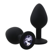 Anal traffic jam-hoods, with a crystal, without vibration, Soft silicone, 35 x 80 mm, black