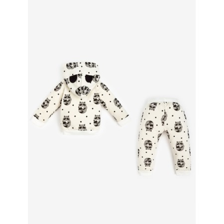 Kit: sweatshirt and pants crumb I am “raccoons”, white color, height 86-92 cm-14