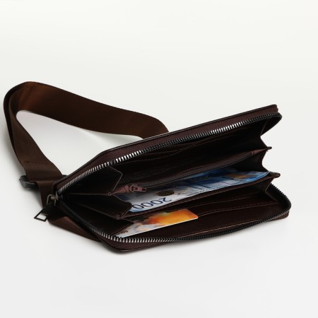 Male purse-clate on the zipper Textura, brown color-1