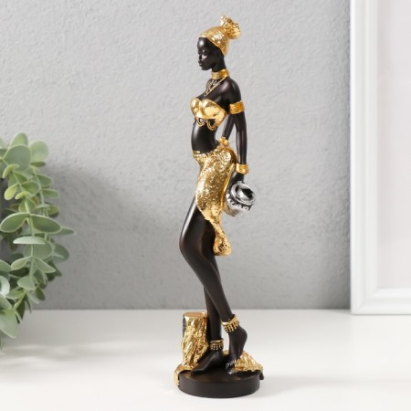 Souvenir Polystone "African in gold with a jug in the hand" 5x5x22 cm-3