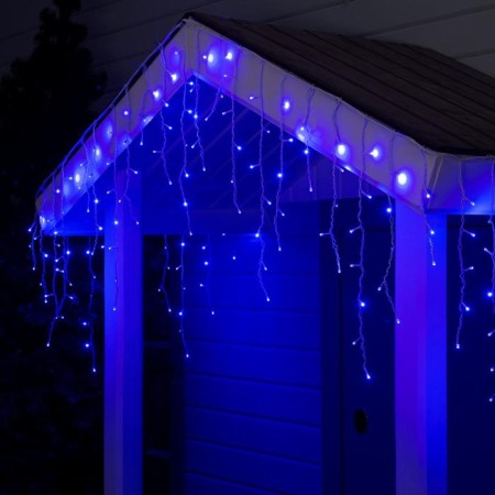 Garland "fringe" 3 × 0.6 m, IP44, UMS, white thread, 160 SMD-LED, glow blue, 220 V