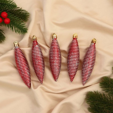 Jewelry decoration "Operations in strip" (set of 5 pcs) 3x11 cm, red
