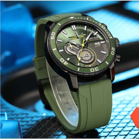 Men's watches, D-4.6 cm, with chronograph, 3 atm, luminous, green-1