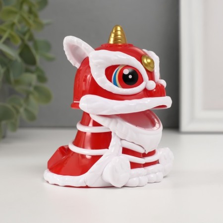 Plastic Plastic "Chinese Leo" red-white 8.5x7.3x8.5 cm-3