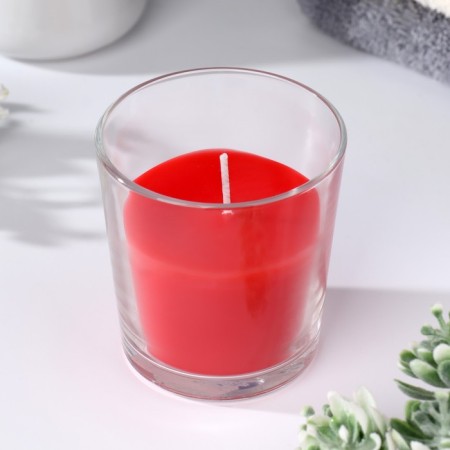 Candle in a smooth glass flavored "Sweet Raspberry", 8.5 cm