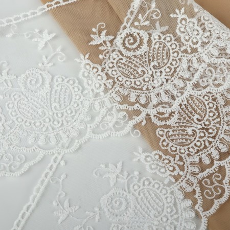 Lace on a grid, 125 mm × 11 ± 1 m, ivory color-1
